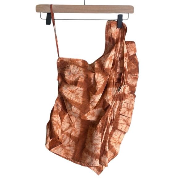 ULLA JOHNSON Senta One-Shoulder Tie Dye Stripe Cotton Top Sequoia - Picture 3 of 16